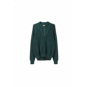 St John’s Bay Men's Henley Sweater Teal Mixed Knit XL Tall Made in USA